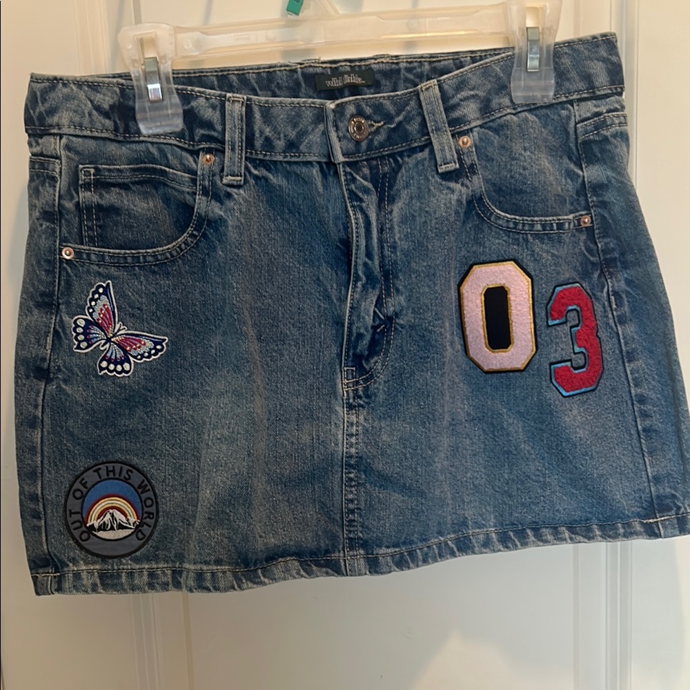 Denim Skirt with Patches